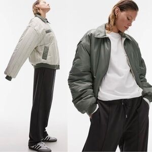 TopShop Reversible Bomber Sage Green NWOT